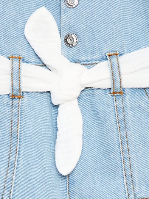Salopette short en denim à bretelles avec ceinture - Kiabi