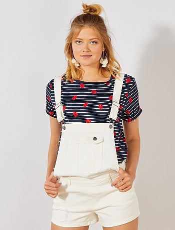 Salopette short en denim - Kiabi