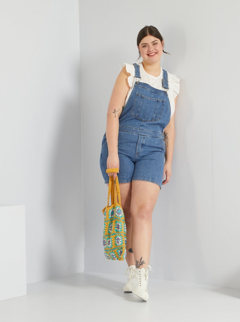 Salopette short en denim bleu - Kiabi