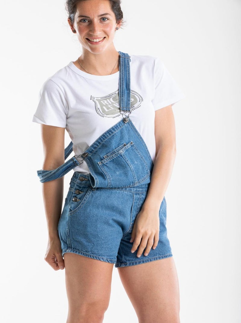 Salopette short en denim FANTINE 'Rica Lewis' Bleu - Kiabi