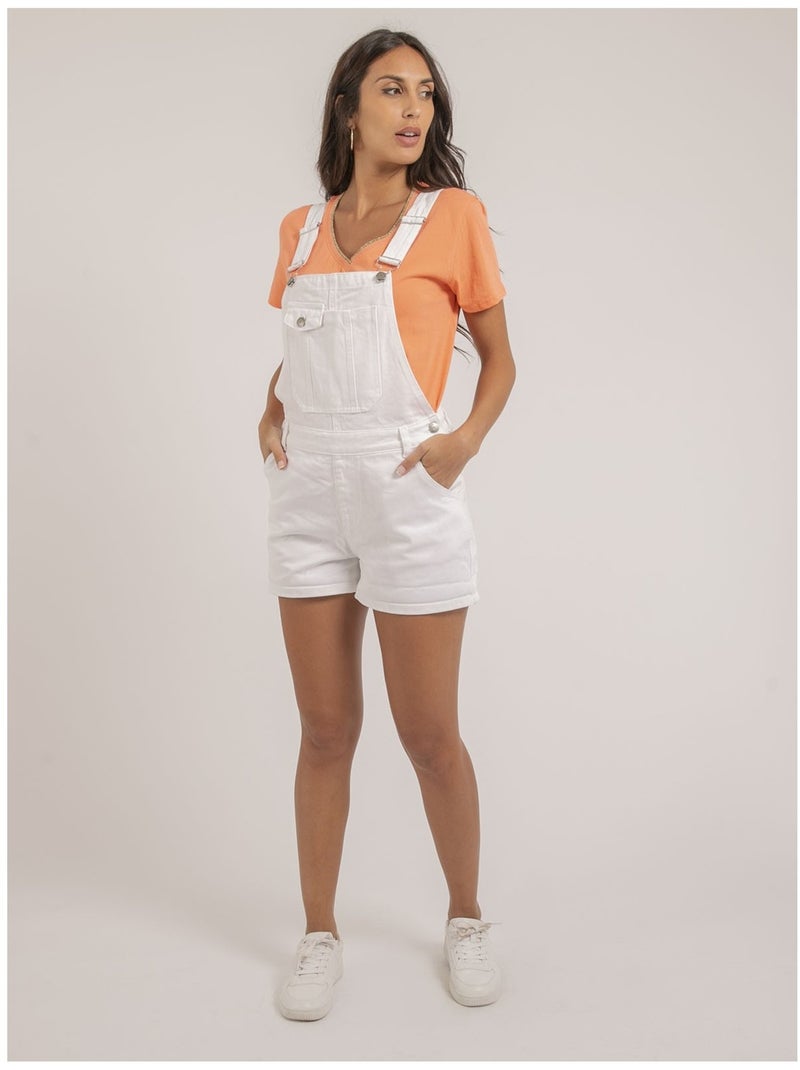 Salopette short en denim XORTA Blanc - Kiabi
