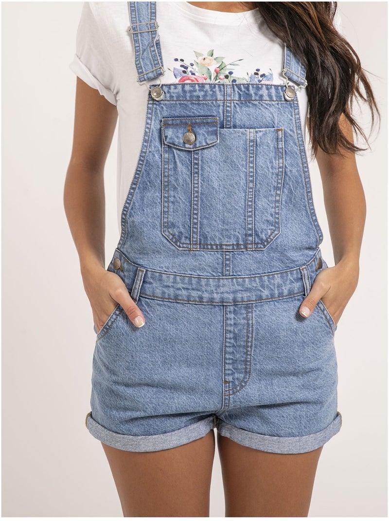 Salopette short en denim XORTA Bleu - Kiabi