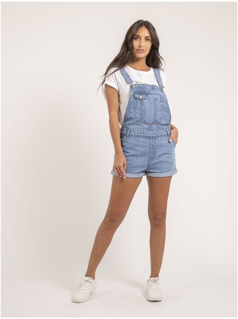Salopette short en denim XORTA Bleu - Kiabi