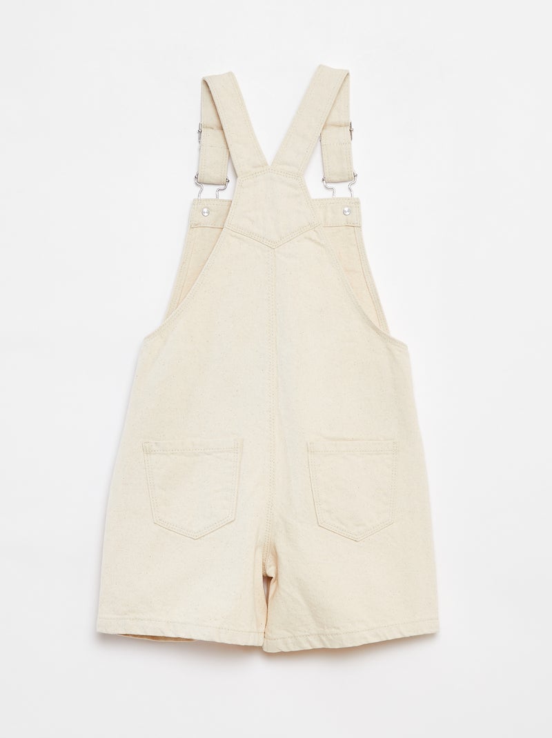 Salopette short en jean  avec poche poitrine BLANC - Kiabi