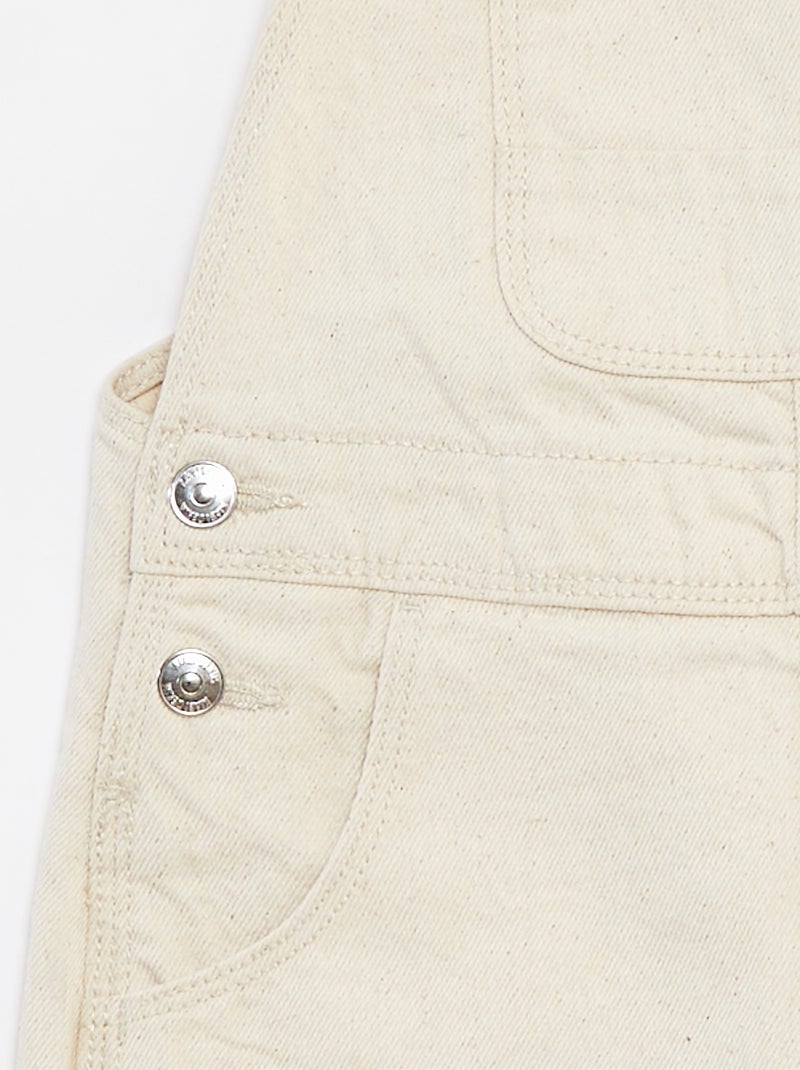 Salopette short en jean  avec poche poitrine BLANC - Kiabi
