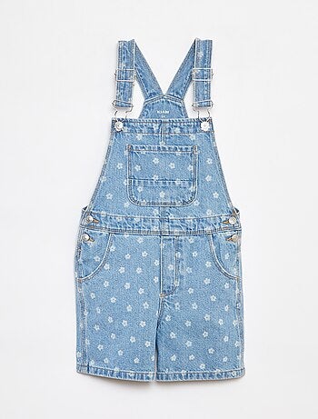 Salopette short en jean avec poche poitrine