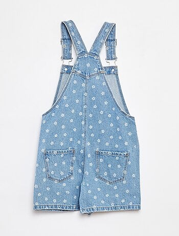 Salopette short en jean avec poche poitrine