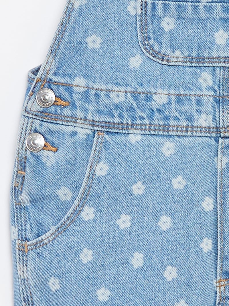 Salopette short en jean  avec poche poitrine BLEU - Kiabi