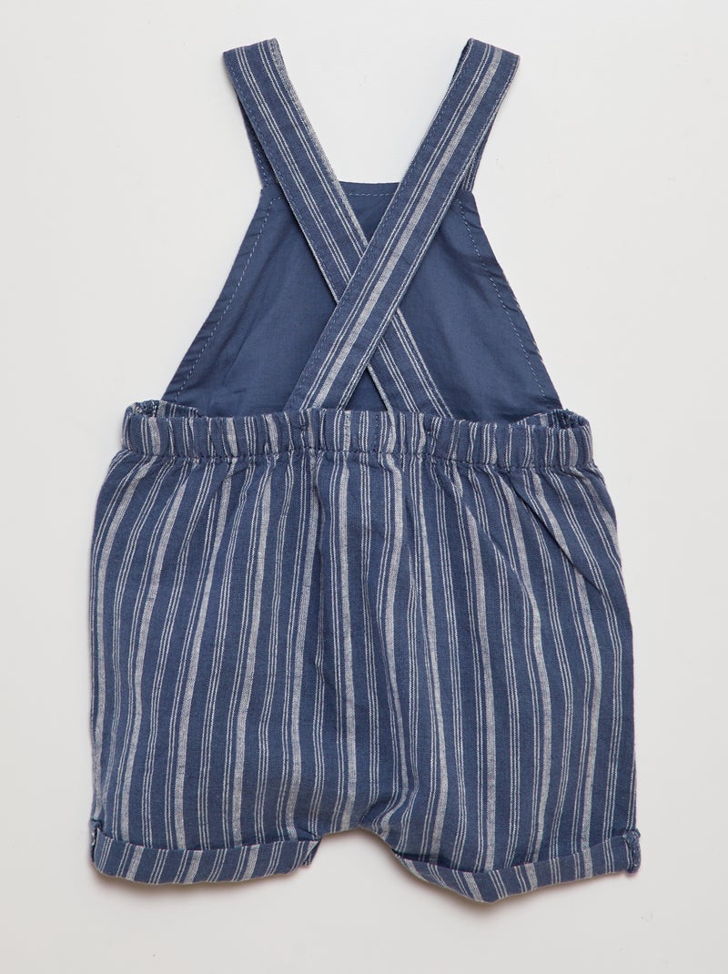 Salopette short en lin mélangé Bleu - Kiabi