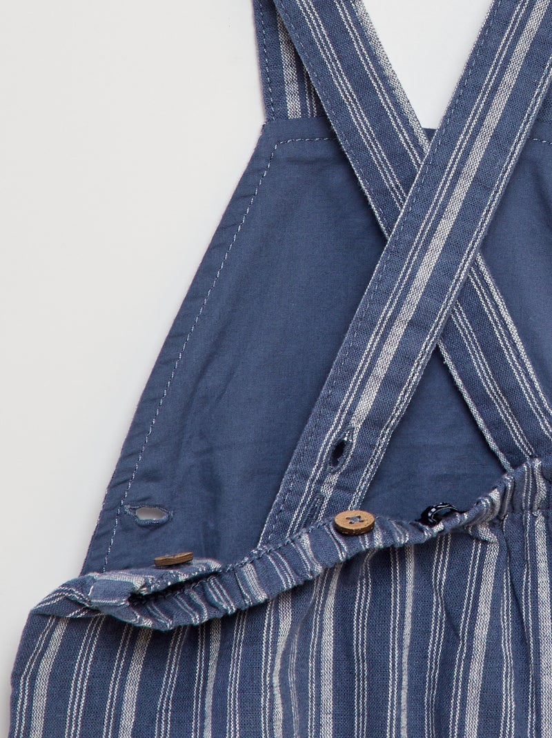 Salopette short en lin mélangé Bleu - Kiabi