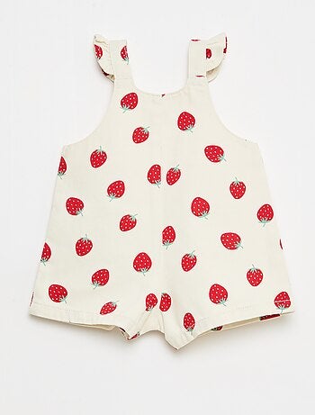 Salopette short en sergé avec imprimé 'fraises'