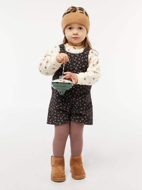 Salopette short imprimé en velours - Kiabi