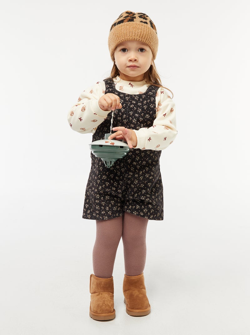 Salopette short imprimé en velours Gris - Kiabi