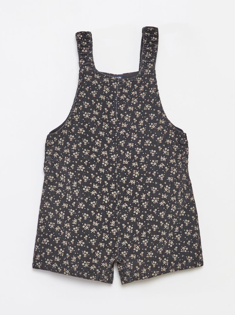 Salopette short imprimé en velours Gris - Kiabi