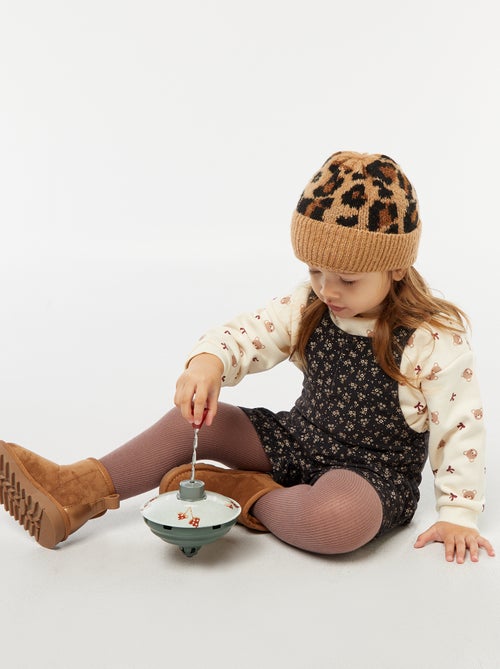 Salopette short imprimé en velours - Kiabi