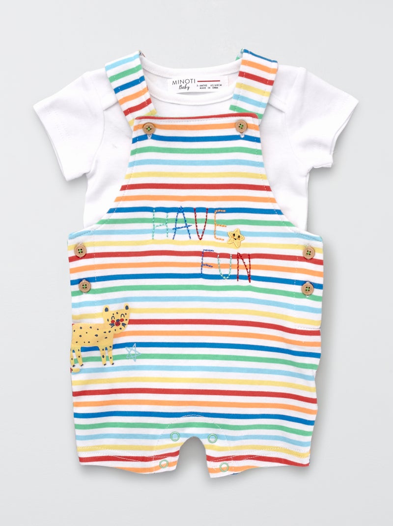 Salopette + tee-shirt multicolore multicolore - Kiabi