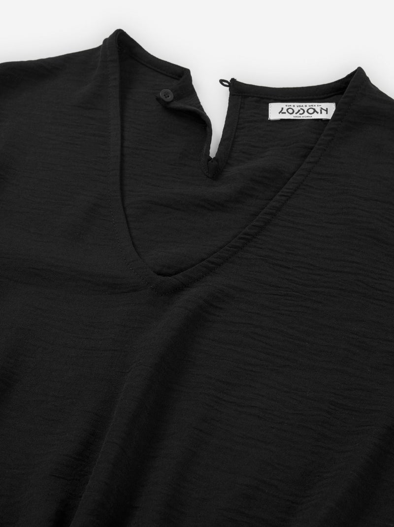 Salopette Unie avec Encolure en V Noir - Kiabi