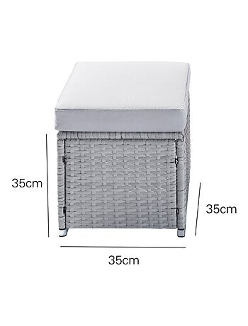 SAMOA Salon de jardin encastrable 10 places noir en résine tressée