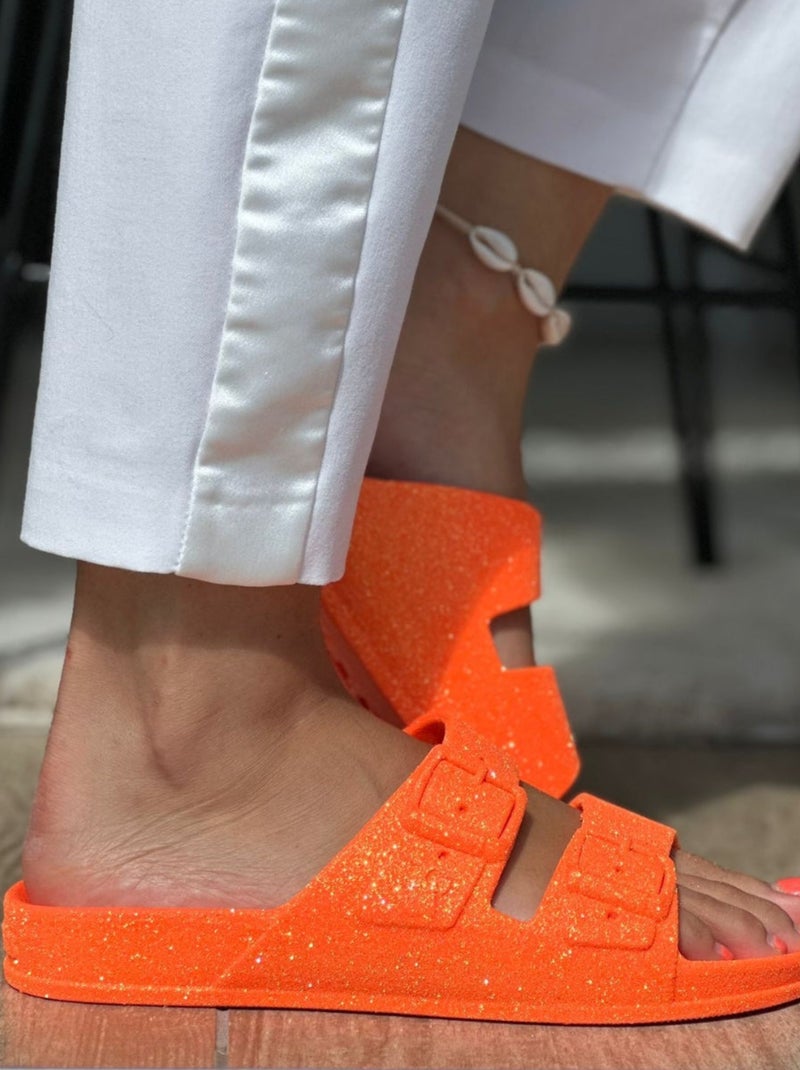 Sandale à Paillette Pour Femme Neon Orange - Kiabi
