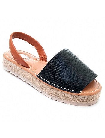 SANDALE À PLATEFORME MATÉRIAU SYNTHÉTIQUE NOIR