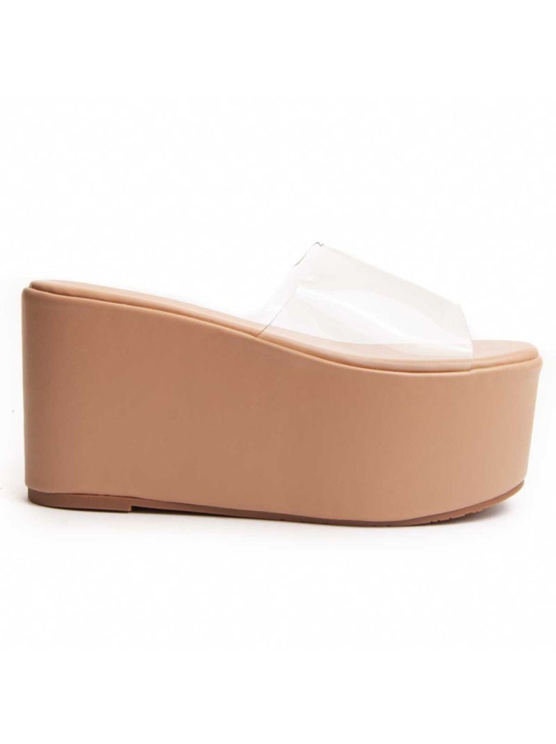 Sandale à Plateforme Matériel Synthétique Montevita Beige - Kiabi