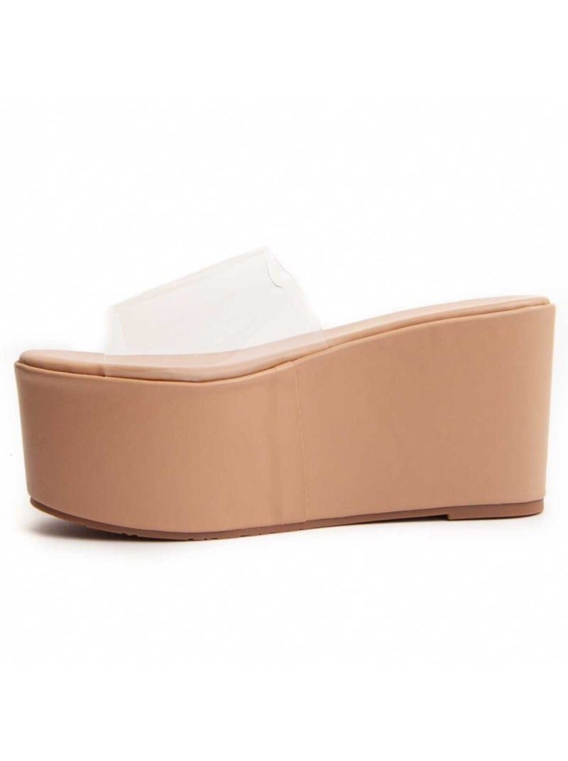 Sandale à Plateforme Matériel Synthétique Montevita Beige - Kiabi