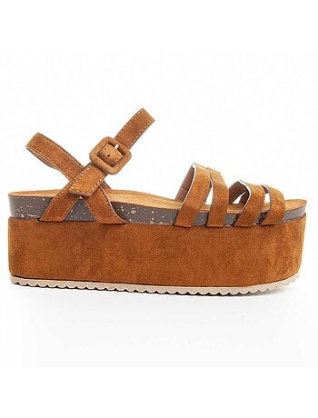 SANDALE À PLATEFORME SYNTHÉTIQUE BRUN