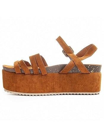 SANDALE À PLATEFORME SYNTHÉTIQUE BRUN