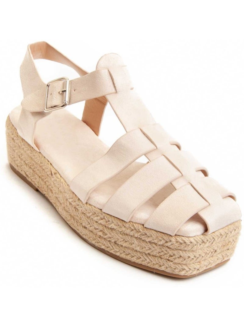 Sandale à Plateforme Textile Montevita Beige - Kiabi