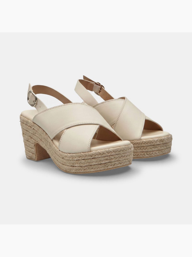 Sandale à semelle compensée avec bride réglable Bata Blanc - Kiabi
