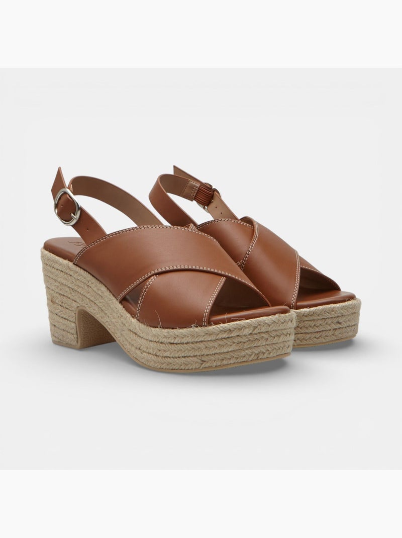 Sandale à semelle compensée avec bride réglable Bata Marron - Kiabi