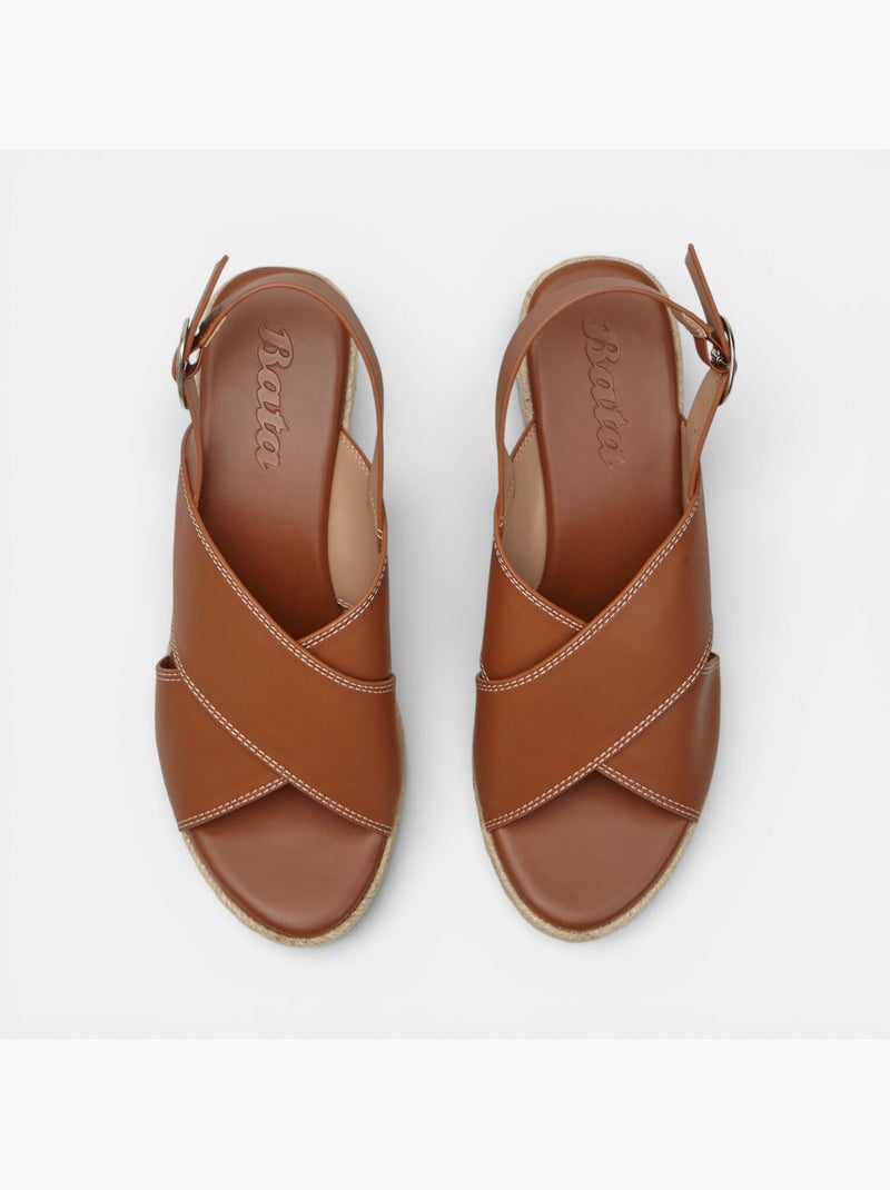 Sandale à semelle compensée avec bride réglable Bata Marron - Kiabi