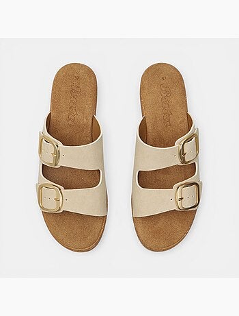 Sandale à semelle compensée avec double bride et boucle Bata