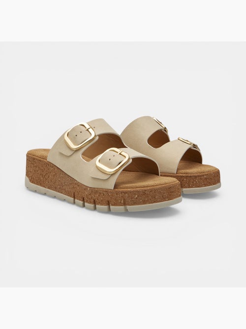 Sandale à semelle compensée avec double bride et boucle Bata - Kiabi