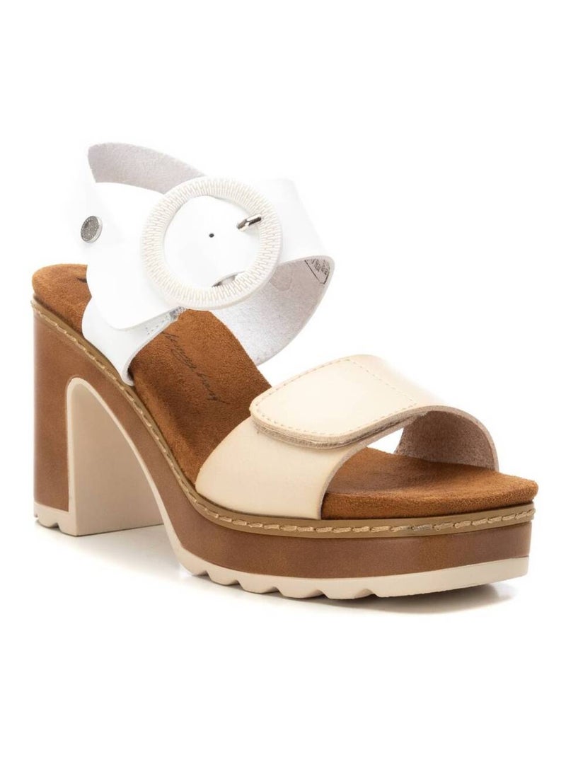 Sandale à talon boucle Blanc - Kiabi