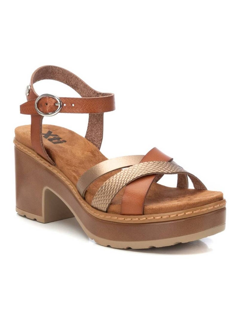 Sandale à talon boucle Camel - Kiabi