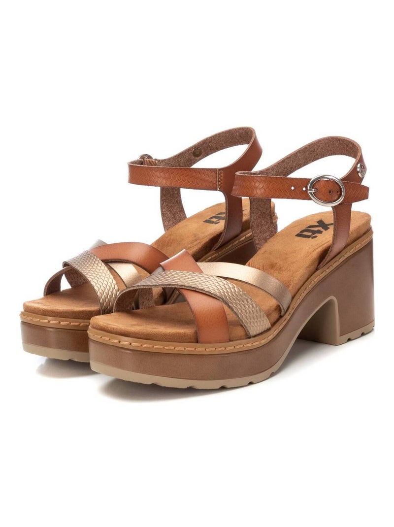 Sandale à talon boucle Camel - Kiabi
