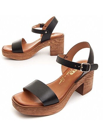 Sandale à Talons Cuir Naturel Wikers