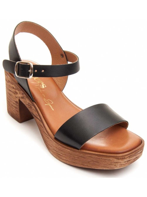 Sandale à Talons Cuir Naturel Wikers - Kiabi
