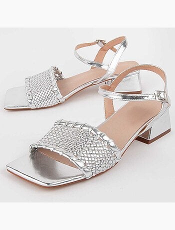 SANDALE À TALONS MATÉRIAU SYNTHÉTIQUE ARGENT