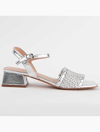 SANDALE À TALONS MATÉRIAU SYNTHÉTIQUE ARGENT