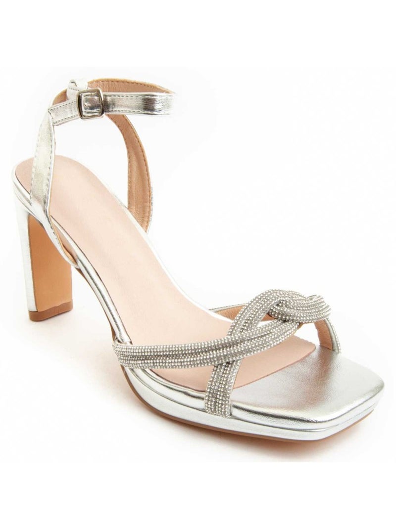 Sandale à Talons Matériel Synthétique Montevita Argent - Kiabi