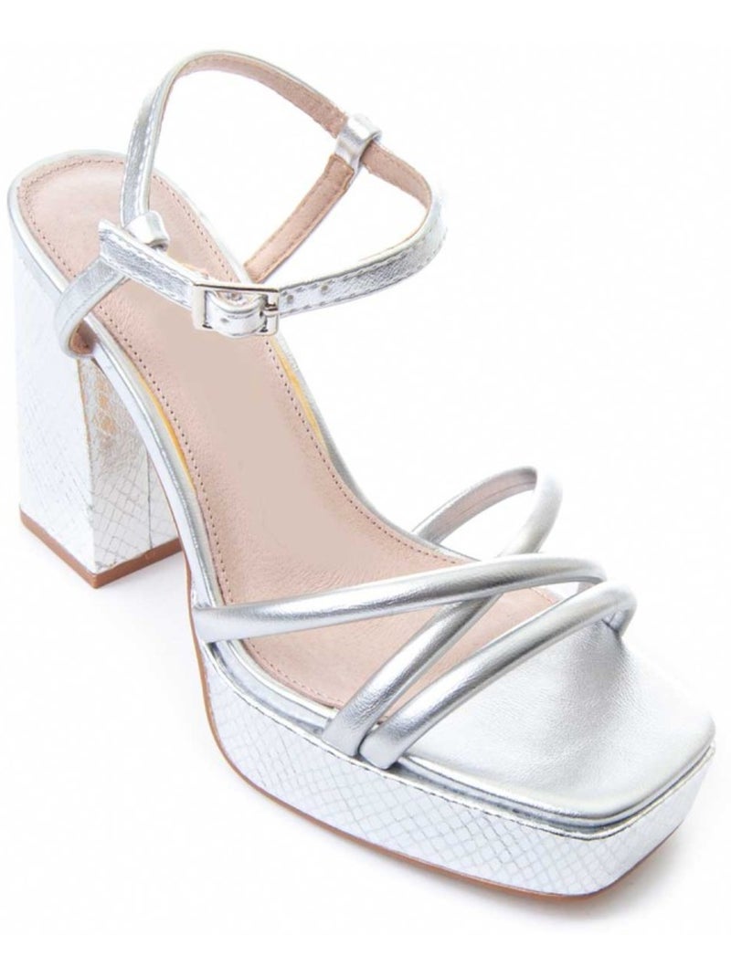 Sandale à Talons Matériel Synthétique Montevita Argent - Kiabi