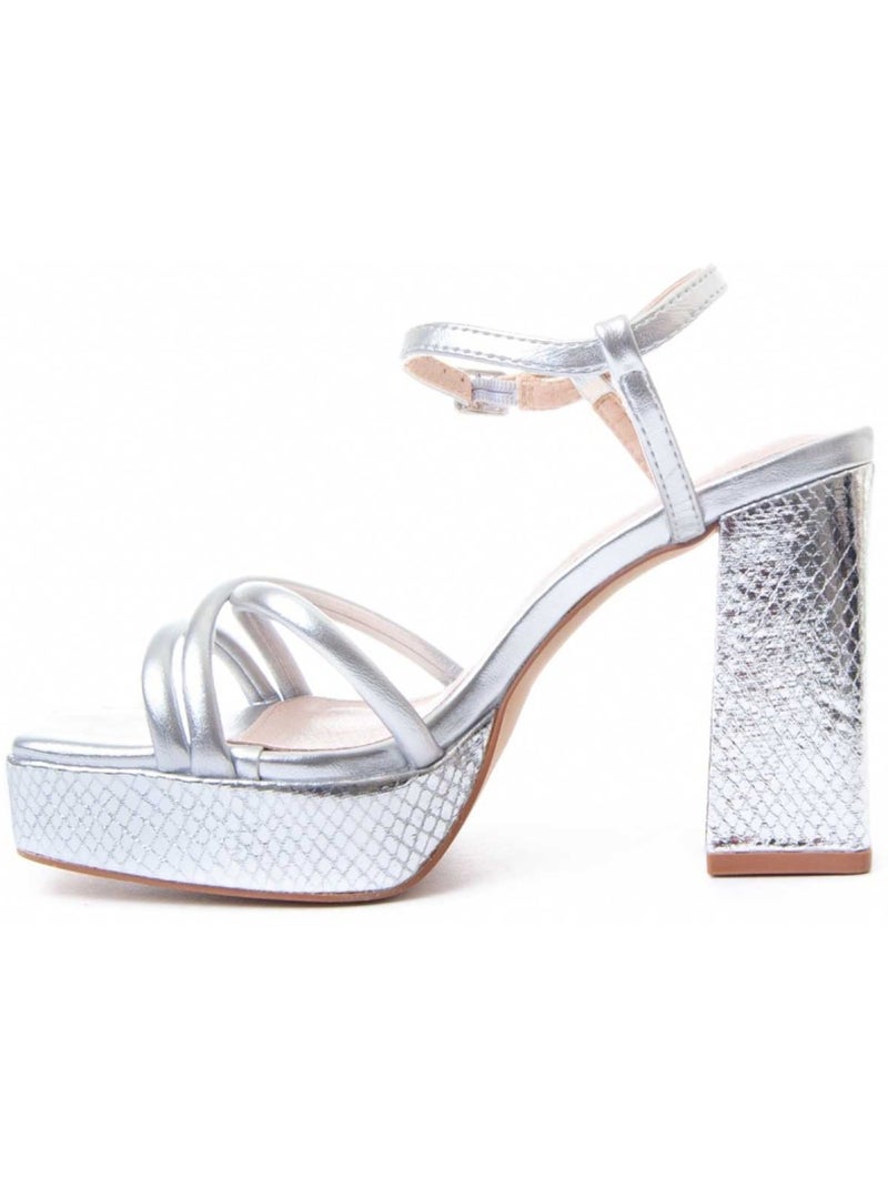 Sandale à Talons Matériel Synthétique Montevita Argent - Kiabi