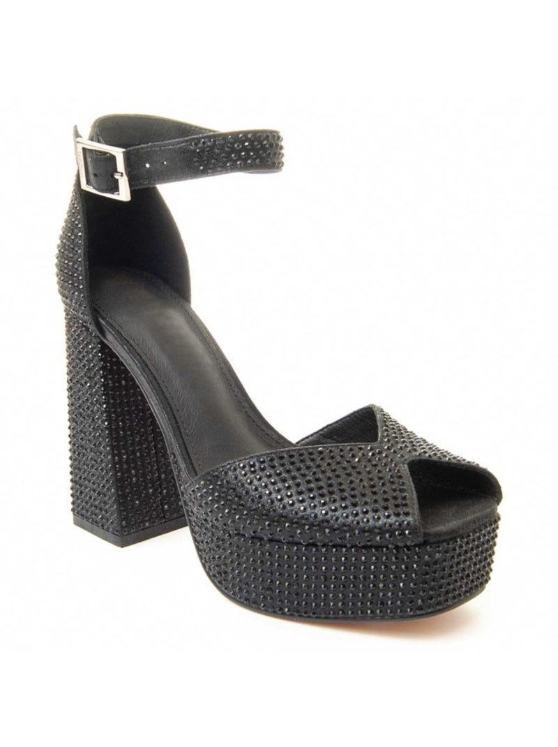Sandale à Talons Matière Synthétique Et Textile Montevita Noir - Kiabi