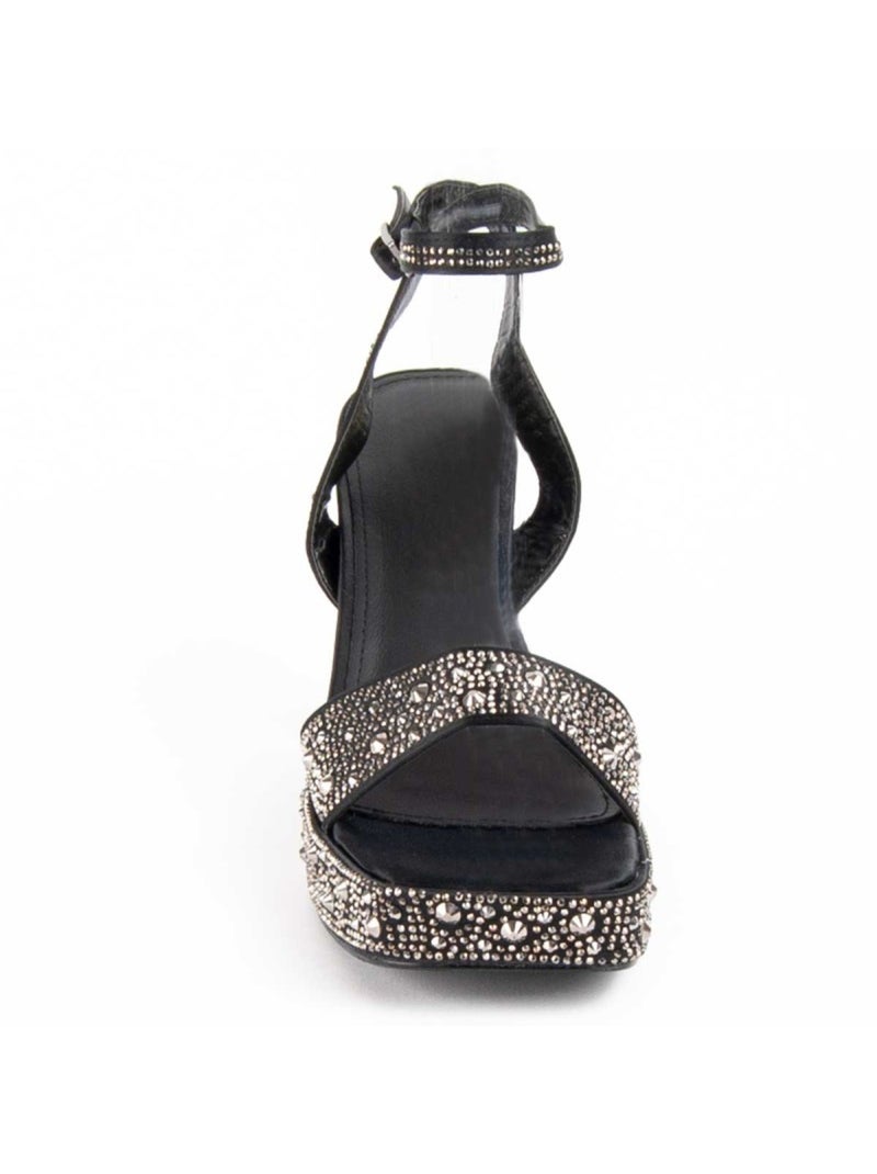Sandale à Talons Matière Synthétique Et Textile Montevita Noir - Kiabi