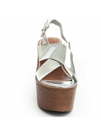 SANDALE À TALONS SYNTHÉTIQUE ARGENT