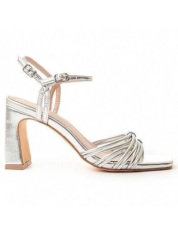SANDALE À TALONS SYNTHÉTIQUE ARGENT