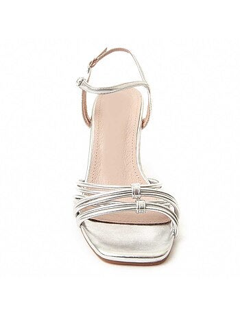 SANDALE À TALONS SYNTHÉTIQUE ARGENT