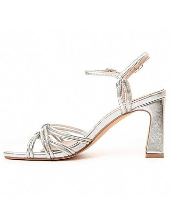 SANDALE À TALONS SYNTHÉTIQUE ARGENT